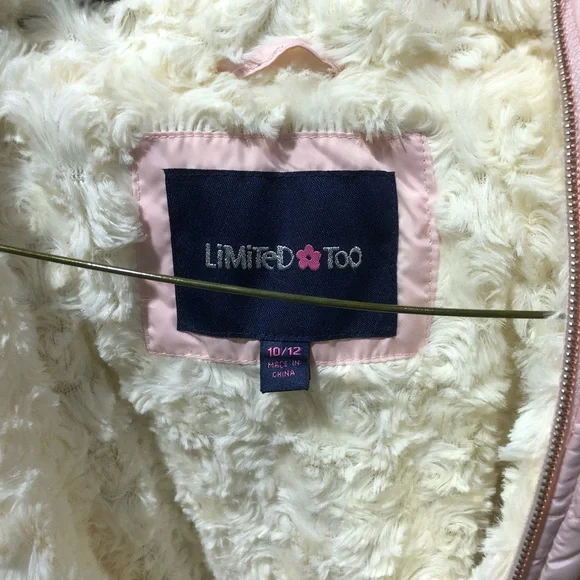 Girl’s New w tags, Limited Too Coat, Size 10-12, hood, zipper, below waist - Picture 2 of 4